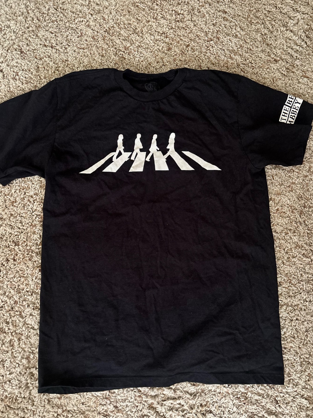 The Beatles Abbey Road Black Short Sleeve Tee with White Silhouette Graphic